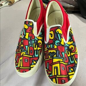 Bucket Feet Red Multi-Color Slip-On Sneakers